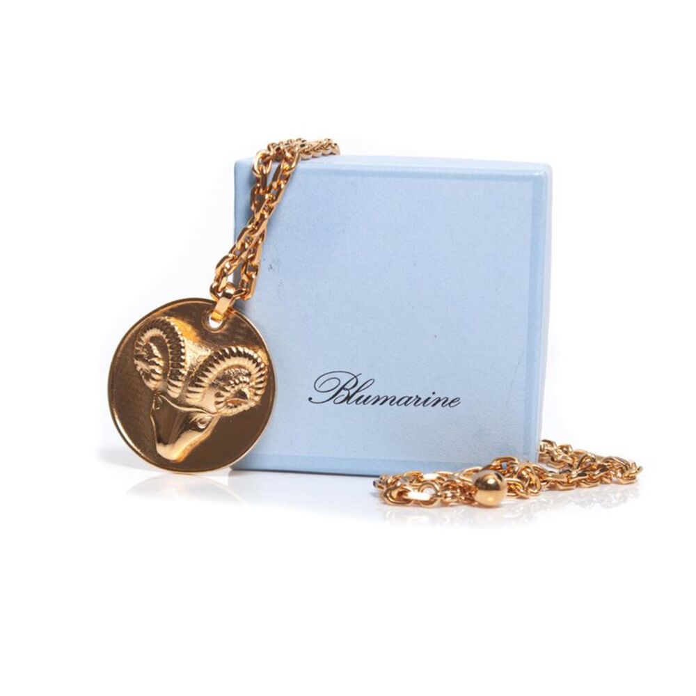 Blumarine Gold Aries coin necklace